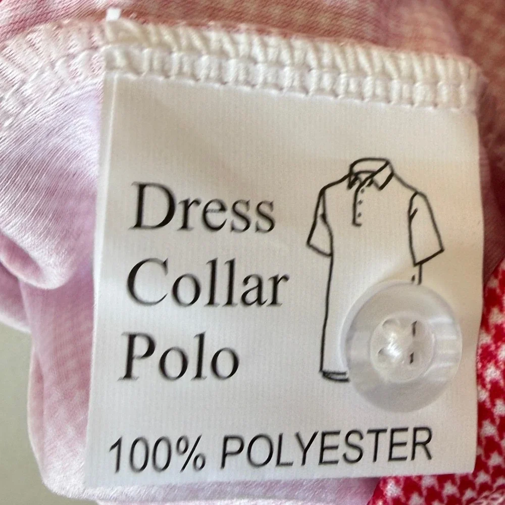 Collars & Co Mens Dress Collar Polo Shirt Red White Houndstooth Small NWT NEW